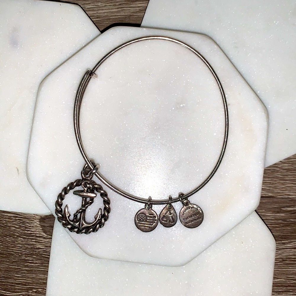 BOGO ALEX and ANI - Silver Nautical Anchor Rope Charm Bracelet